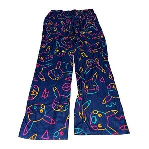 Pokémon Men's Size S Fleece Pajama Pants Drawstring Pikachu Graphic Navy